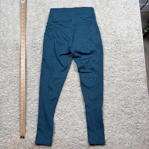 prAna‎ Teal Ribbed Pocket Leggings Womens Size Small High Waisted Activewear